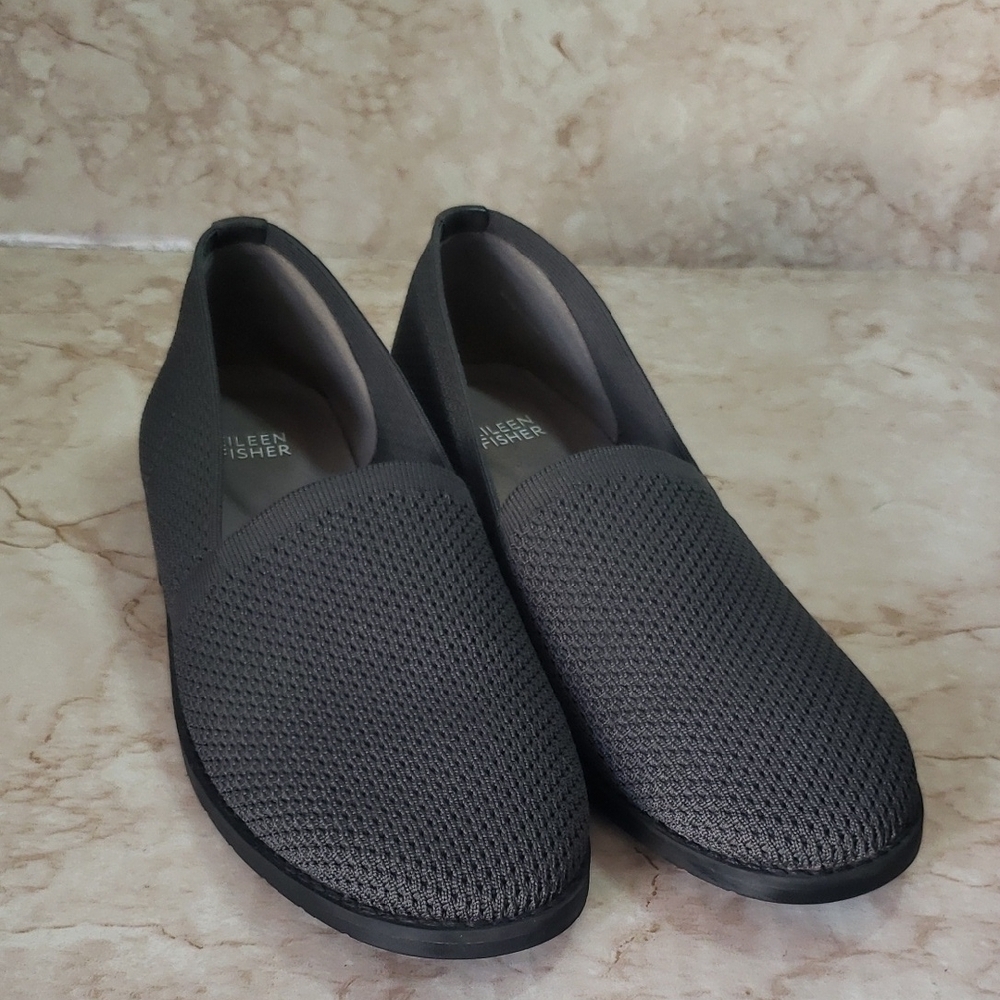 Eileen Fisher Women's Gray Stretch Mesh Slip-On Shoes 7.5